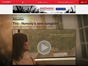 Artisten Tini holder konsert om bord i rute DY612 fra Oslo til Bergen 2. oktober kl. 13.20  