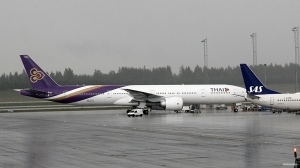 Thai Airways Boeing 777 på Oslo-Gardermoen. (Arkivbilde:Â©otoerres)
