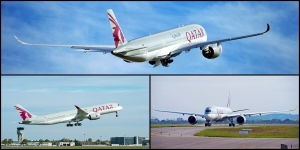 Qatar Airways første  Airbus A 350-9 XWB ute på "jomfrutur" (foto: P.Masclet, P.Pigeyre,)